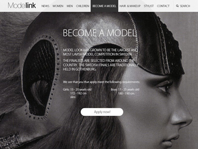 Design for Modellink / Become A Model design model modeling web web design