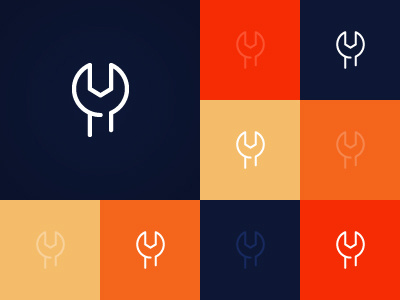 Icon design – C blue flat flat design icon icon design orange palette red settings white wrench yellow