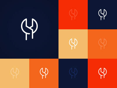 Icon design – B blue flat flat design icon icon design orange palette red settings white wrench yellow