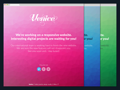 Venice | Coming Soon Page coming soon landing page layout minimal one page poly poly background psd responsive single page social template