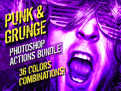 Punk & Grunge | Photoshop Actions action actions atn duotone filter grunge halftone photoshop photoshop action photoshop actions punk tritone
