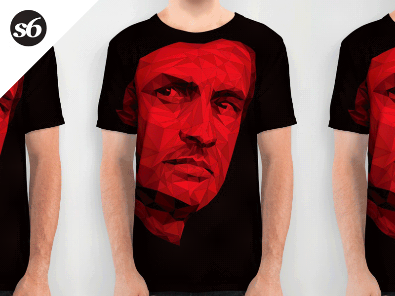 Mourinho joins Red Devils! duotone flat football illustration low poly manchester manchester united mourinho poly reds society6 t-shirt