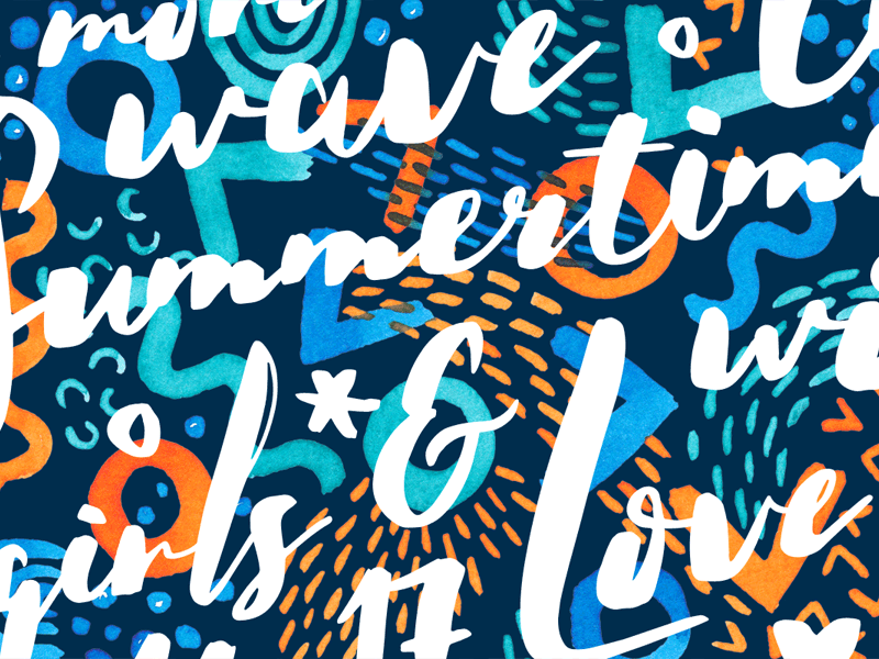 Catch the wave: it's summertime! blue handmade lettering newsletter orange pattern sea summer summertime texture wave waves