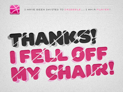 Thank you Rachel Earley! all caps black bold broken chair damaged debut diagonal divisor exclamation exclamation mark font gray icon inclined invite line oblique overlay pattern photoshop pink pixel font pixel icon row shadow texture thank welcome white
