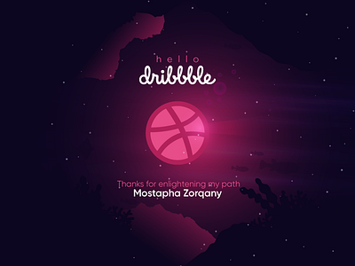 Hello Dribbble 2d debut first flat hello illustration invite shot