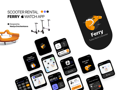 E-scooter rental - Watch App app apple watch brand design branding figma idenity ios iphone micromobility minimalism mobile scooter scooter app transportation transportation app ui uiux user experience ux