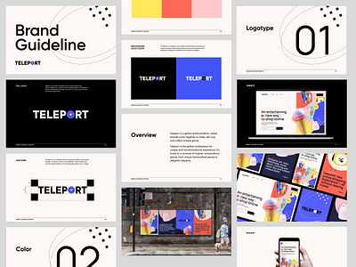 Online Marketplace for Travellers | Teleport Brand Guidelines ad brand branding branding concept collage design e shop ecommerce figma graphic design guidelines identity logotype mark marketplace posters typography ui webdesign