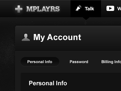 Mplayrs / My Account dark header settings