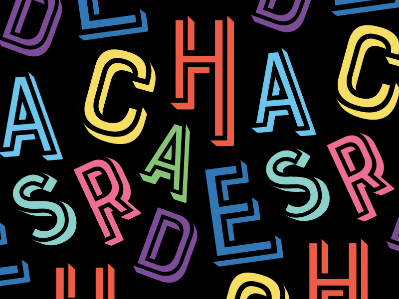 Charades logo logotype pattern rainbow shadow typography