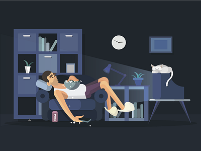 After a long working day design flat illustration vector weekend work