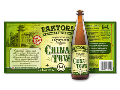 Craft Beer Label Chinatown Green beer label branding craft beer logo design mockup packaging design print typography