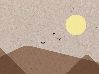 M+J bird cardboard cartón illustration ilustración mountain puesta de sol pájaros sunset