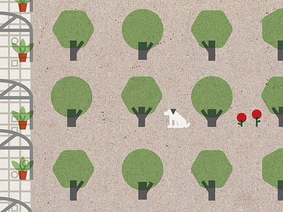 M+J arbol cardboard cartón dog flor flower illustration ilustración perro tree