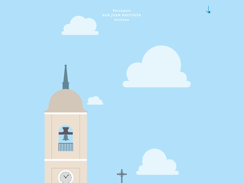 San Juan de Archena bell campana church clouds cross cruz iglesia illustration ilustración nubes web website