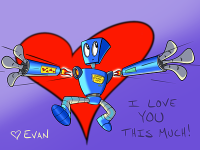 Valentines Day 2019 digital art drawing heart illustraion love procreate robot valentines day