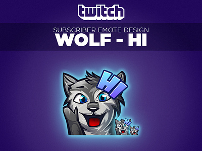 Twitch Sub Emote Wolf "Hi" character character design design emoji emojis emote emotes icon illustration streamer subemote twitch twitch design twitchemote vector wolf wolf logo wolves
