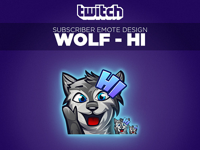 Twitch Sub Emote Wolf "Hi"