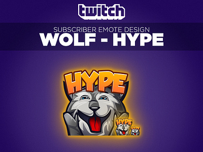 Twitch Sub Emote Wolf "Hype" character character design design emoji emojis emote emotes icon illustration logo streamer subemote twitch twitch design twitchemote vector wolf wolf logo wolves