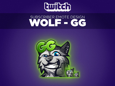 Twitch Sub Emote Wolf "GG" character character design design emoji emojis emote emotes icon illustration logo streamer subemote twitch twitch design twitchemote vector wolf wolf logo wolves