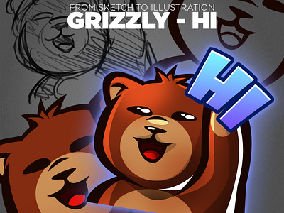 Illustration Progress Grizzly Bear bear bear logo character character design design draw emoji emojis emote emotes grizzly grizzly bear icon illustration sketch streamer subemote twitch design twitchemote vector