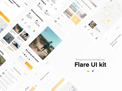 Flare Ui Kit And Interactive Prototype framer ignite prototyping purple sketch ui uidesign uidesigner userexperience ux yellow