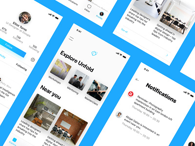 Unfold — It's ready for production. app blue design event app events framer ios logo networking sketch ui unfold