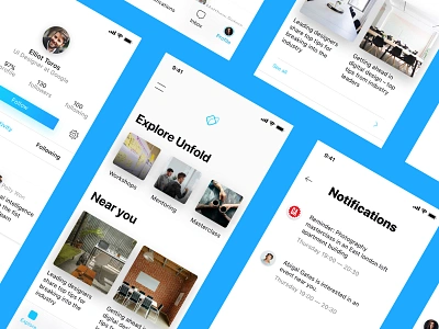 Unfold — It's ready for production. app blue design event app events framer ios logo networking sketch ui unfold