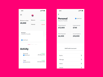 Stack — Home and Product Page app cryptocurrency finance fintech freebie ios red ui ui animation ux