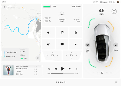 Tesla Interface — day mode car framer interface madewithframer minimal red screen tesla ui ui ux design