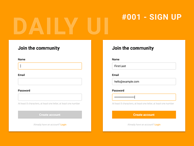Daily UI Challenge 001 - Sign Up