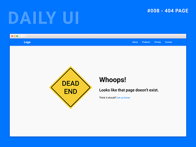 Daily UI Challenge 008 - 404 Page 404 page 404page dailyui dailyui 008 figma web design webdesign