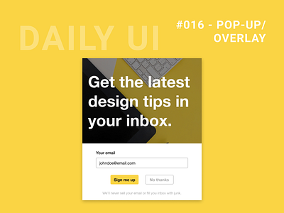 Daily UI Challenge 016 - Pop-Up/Overlay dailyui dailyui 016 email signup figma overlay popup webdesign