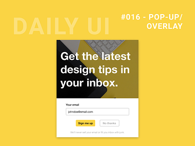 Daily UI Challenge 016 - Pop-Up/Overlay