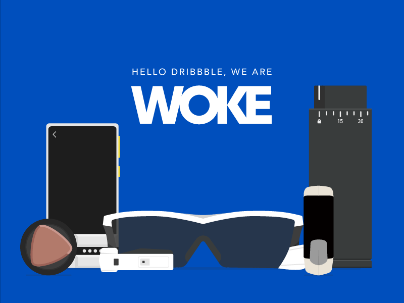 Hello Dribbble! We are WOKE. agency animation app debut design illustration industrial design ui ux wearable