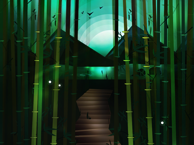 Bamboo forest bamboo forest illustration mountains photoshop