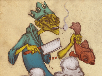 The Kingfish Escape drawing illustration