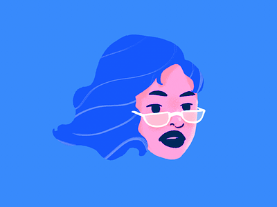 blue character design girl glasses hair illustration portrait