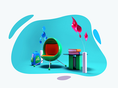 3D Bg elements 3d c4d clean colorful concept design experiment green illustration redshift ui