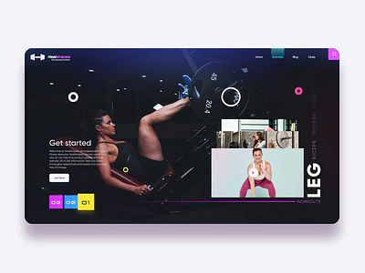 Fitness website aep aftereffects body colorful concept fitness gym interaction shot workout xd