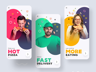 Onboarding concept adobexd app ui colorful concept delivery delivery app ecommerce fooddelivery green inspiration onboarding pizza red shot trendy ui uiux xd yellow