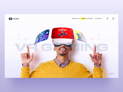 Oculus Landing page Animation aftereffects ar concept dribbble dribbblers interaction design landingpage micro interaction muzli oculus trendy ui vr web web design xd