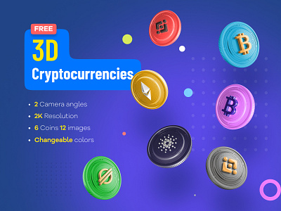Free 3d Crypto Coins 3d icon app ui blender coin coins colorful community concept crypto cryptocurrency currency design editable figma icons shot ui