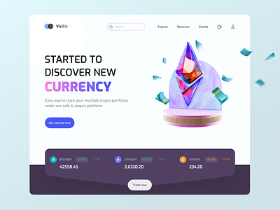 Crypto Exchange 3d app ui bitcoin colorful concept crypto currency eth etheriam shot ui webdesign webui