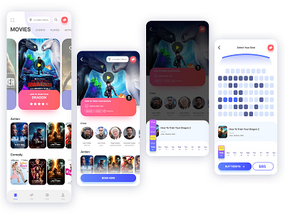 movie ticket booking app ui adobexd app booking film films mobile mockup movie movie app ticket ticket booking ui user interface ux white xd design