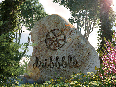 Thank You 3d architecture debut dribbble green invite landscape plants stone thank you trees
