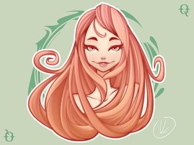 Long haired girl illustration