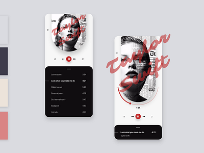 Music app concept app concept daily ui dailyui design drawer music music player taylor swift typography ui ux