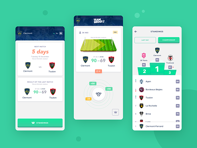 Fan experience game mobile app design branding competition design game game app game design interaction match mobile app mobile game mobile game ui ranking rugby sport sports ui uiux vector vocal