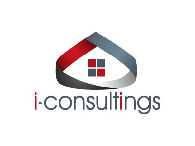 Iconsultings logo design black blue consulting design estate immobilier location logo real red rent windows