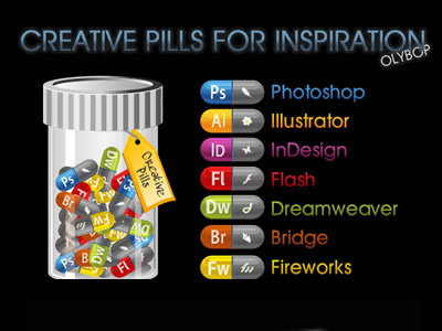 Creative Adobe Pills adobe design dreamweaver fireworks flash fun illustrator indesign photoshop pills